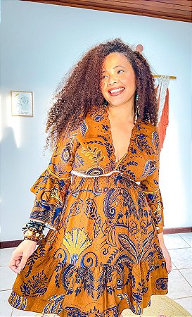 VESTIDO CAMILA - SOL-MARROM- VISCOSE PRÉ LAVADO