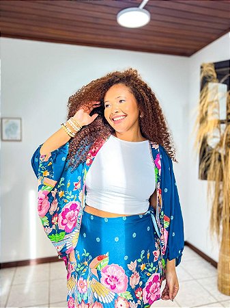 CONJUNTO AMORA - SOL - AZUL-VISCOSE PRÉ LAVADO ,GRAMADURA 140
