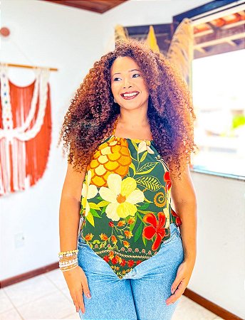 BLUSA LENÇO- SOL - VERDE-VISCOSE PRÉ LAVADO ,GRAMADURA -230