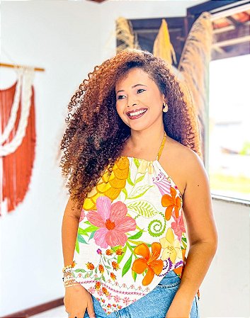 BLUSA LENÇO- SOL - LARANJA -VISCOSE PRÉ LAVADO ,GRAMADURA -230