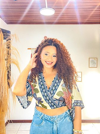 CROPPED MORCEGO -SOL-AZUL - VISCOSE PRÉ LAVADO