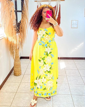 VESTIDO LENÇO - M-AMARELO -PRIMAVERA VERÃO -VISCOSE PRÉ LAVADO ,GRAMADURA 260