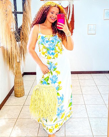 VESTIDO LENÇO - M-BRANCO-PRIMAVERA VERÃO  -VISCOSE PRÉ LAVADO ,GRAMADURA 260