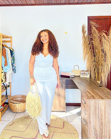 CALÇA PANTALONA AMORA -G - SOL DE VERÃO -BRANCA - VISCOLINHO