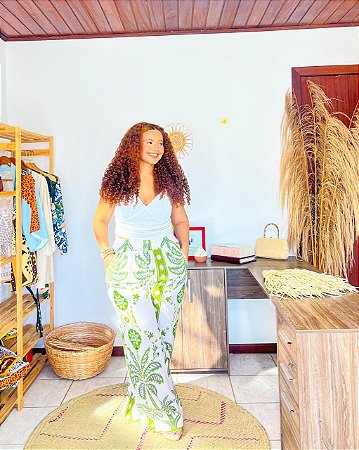 CALÇA PANTALONA AMORA -G- SOL DE VERÃO -VERDE - VISCOLINHO