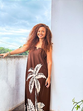 VESTIDO LUIZA -M- OUTONO INVERNO -MARROM- VISCOSE PRÉ LAVADO