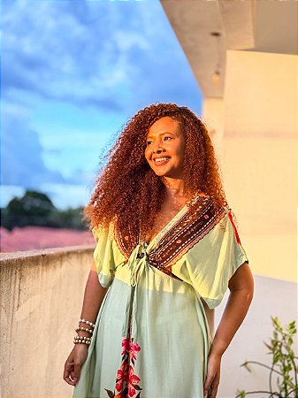 VESTIDO MORCEGO- BRASILIDADE -COLORIDO - VISCOSE PRÉ LAVADO