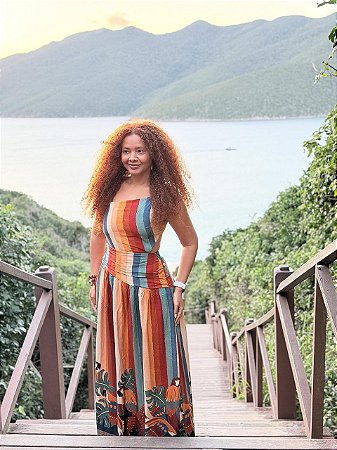VESTIDO YASMIN -COLORIDO-BRASILIDADE- VISCOSE PRÉ LAVADO