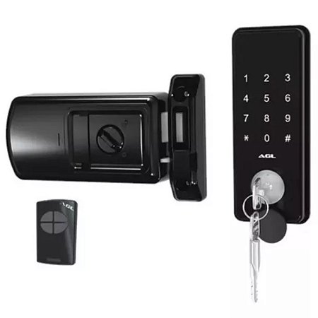 Fechadura Digital AGL Rx 500 Abertura Senha / Controle Preta