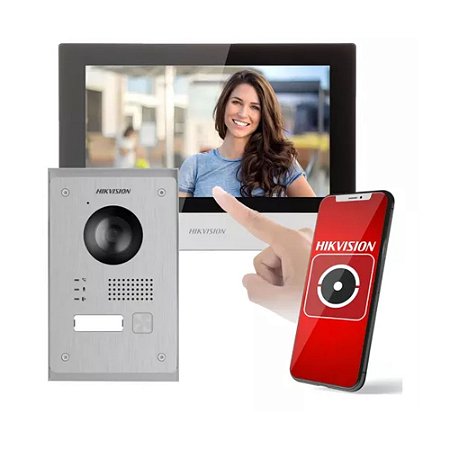 Kit Vídeo Porteiro IP híbrido Kis703y-p Hikvision Bivolt