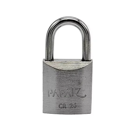Cadeado com Chave 25mm Latão Maciço Cromado Acetinado Papaiz