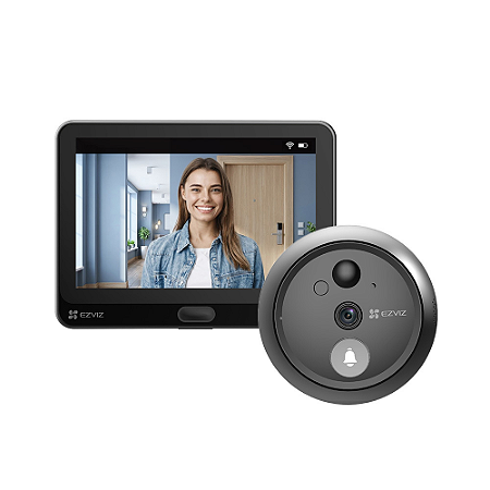Olho Mágico Digital Ezviz HP4 - APP Campainha Vídeo 1080p - Preto