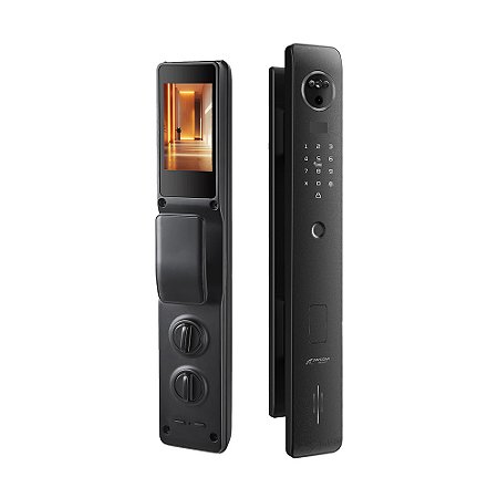 Fechadura Digital Wifi FDH60 Preta Reconhecimento Facial 3D