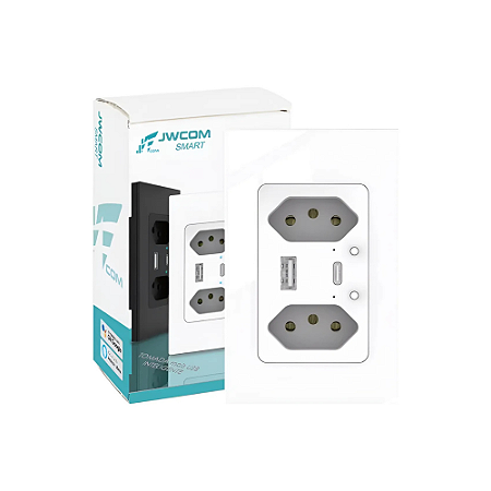 Tomada Inteligente Wi-fi Usb-c Usb-a Dupla 3 Pinos Jwcom