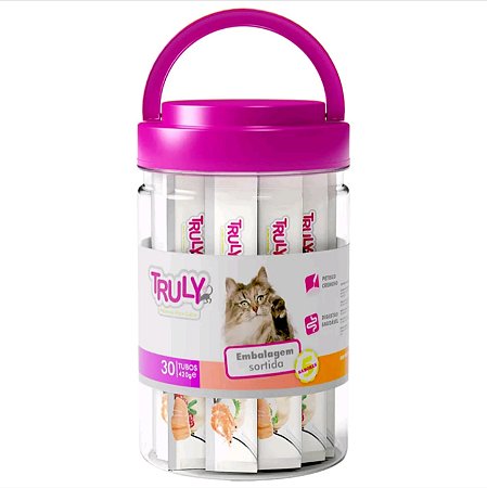 Truly Creamy petisco cremoso para gatos sabores sortidos pote com 30 tubos