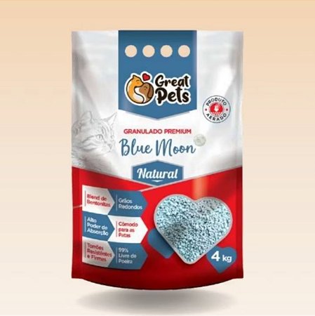 Areia para gatos granulado natural Blue Moon Great Pets 4 kg