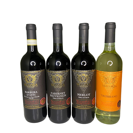 Kit 4 Vinhos Italianos Valloria