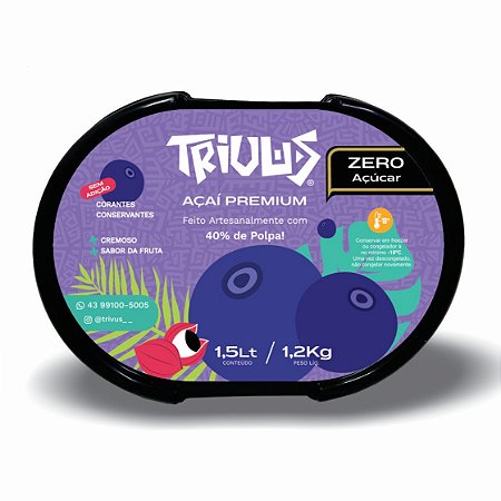 AÇAÍ PREMIUM ZERO AÇÚCAR - POTE 1,5L/1,2K
