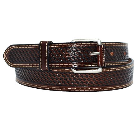 CINTO COUNTRY  MASCULINO COURO LEGITIMO ESTAMPADO COR CAFE