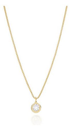 Colar Gargantilha Com Pingente Solitário Folheada A Ouro