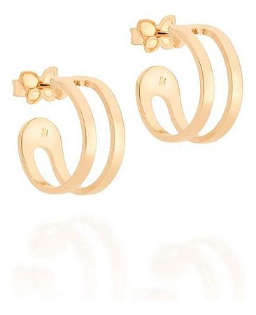 Brinco Meia Argola Folheado A Ouro Aro Duplo - Tam.único