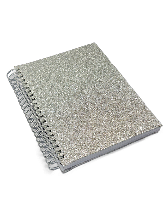 Caderno Universitário 200 folhas 10 Materias Glitter Prata