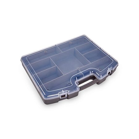 Maleta Estojo Organizador com Divisórias Escolar Brinquedos Cinza