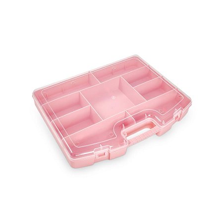 Maleta Rosa Box com Divisórias Porta Lego Acessórios Cabelo