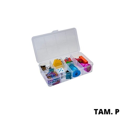 Caixa Organizadora Box P com Tampa Trava Estojo com Divisórias