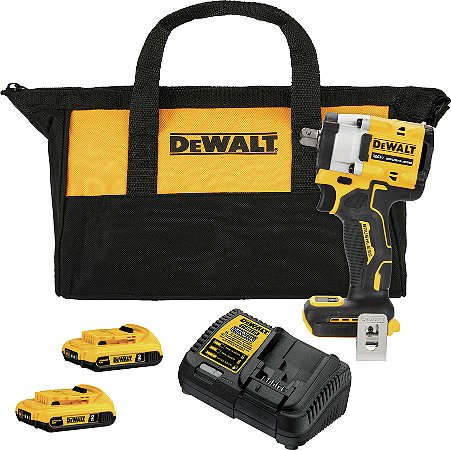 Chave de impacto a bateria, encaixe 1/2", 406 N.m, 2 baterias 20 V, carregador bivolt e bolsa de nylon, DCF922D2-BR, DEWALT