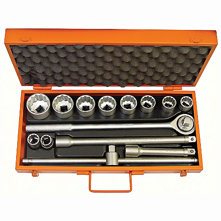Maleta com Soquetes Estriados e Acessórios 3/4" 14 Peças - Polegadas Tramontina PRO