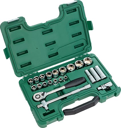 Jogo de soquetes sextavados, encaixe de 1/2", com 23 peças, ST09005SJ, SATA