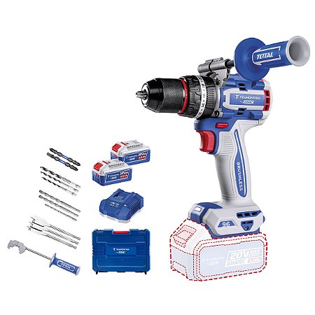 REF 42301207 Parafusadeira/Furadeira de Impacto 1/2" (13 mm) 20V 96 N.m Brushless Tramontina by TOTAL - Com 2 baterias 20V de 4,0Ah, Carregador e Maleta