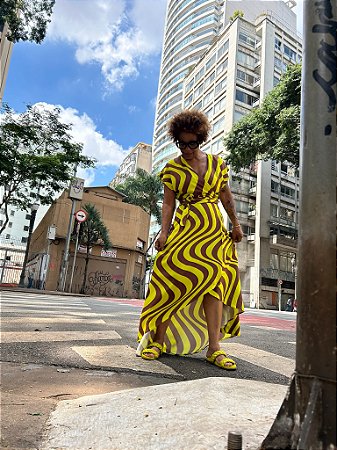 Vestido Quelé - Estampa Marrom Lima