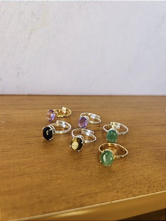 Anéis pedras naturais facetada