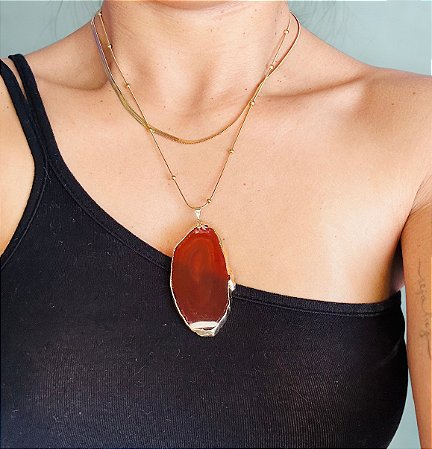 Pingente Chapa de Ágata- proteção, Equilíbrio e Harmonia