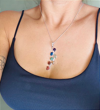 Pingente folha  7 chakras