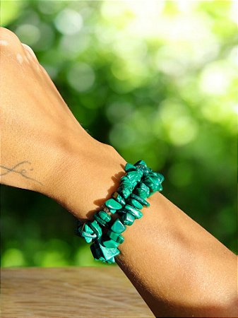 Pulseira Malaquita -Brilho pessoal, Coragem, saúde e Prosperidade