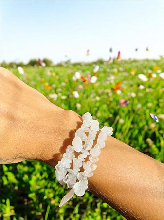 Pulseira Cristal com Quartzo branco- ​​​​​​Purificação, Clareza, Proteção, Harmonia e Energia Positiva