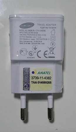 Carregador Samsung S3 i9300 S4 i9500 Orig. 2A  ETA-U90EWE  + Cabo Usb Branco 1 Metro