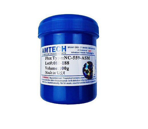 Fluxo de Solda em pasta Amtech NC-559 Azul Profissional Pote 100 Gr
