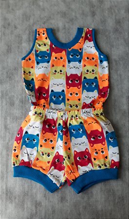 Conjunto Tapa Falda e Regatinha Estampa Gatinhos Pikachu P