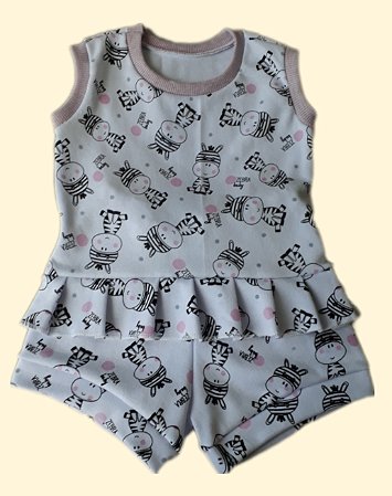 Conjunto Tapa Fralda e Camiseta Estampa Zebrinha G