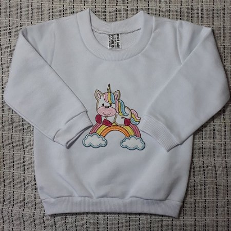 Conjunto em Moletinho Menina Aplique Bordado de Unicórnio Tamanho G