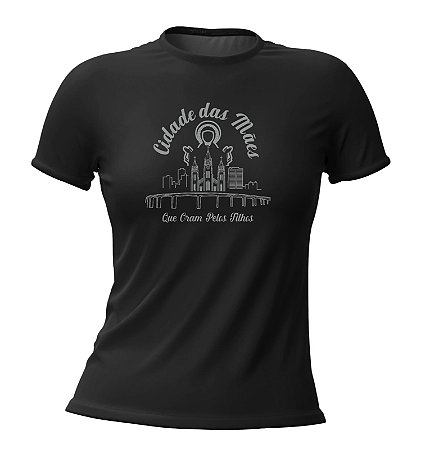 CAMISETA BABY LOOK VISCOLYCRA PRETA FEMININA CIDADE DAS MÃES