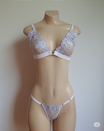 Lingerie fio dental branco