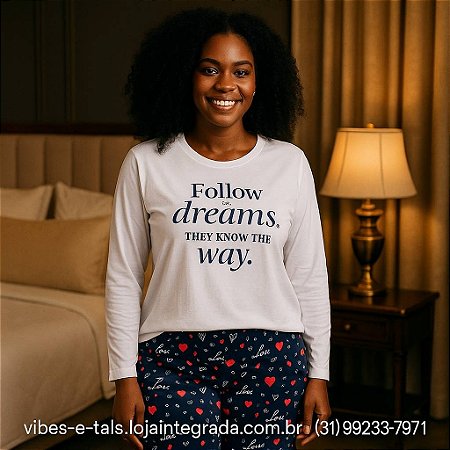 Pijama de manga longa tamanho G