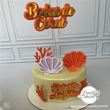 Topo de Bolo: Bodas de Coral (35 Anos de Casamento)
