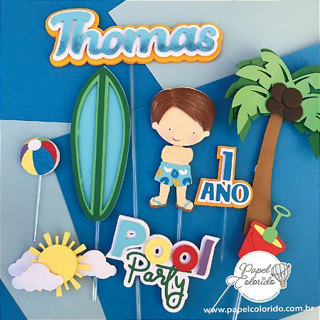 Topo de Bolo: Pool party Praia menino