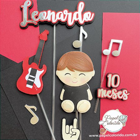Topo de Bolo: Rock mesversário menino